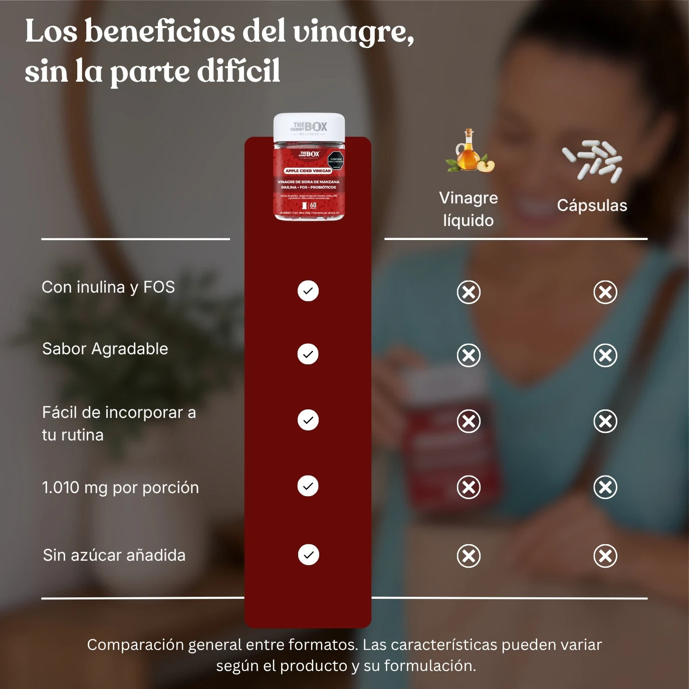 Comparación del Vinagre de Manzana en Gomitas con otros formatos