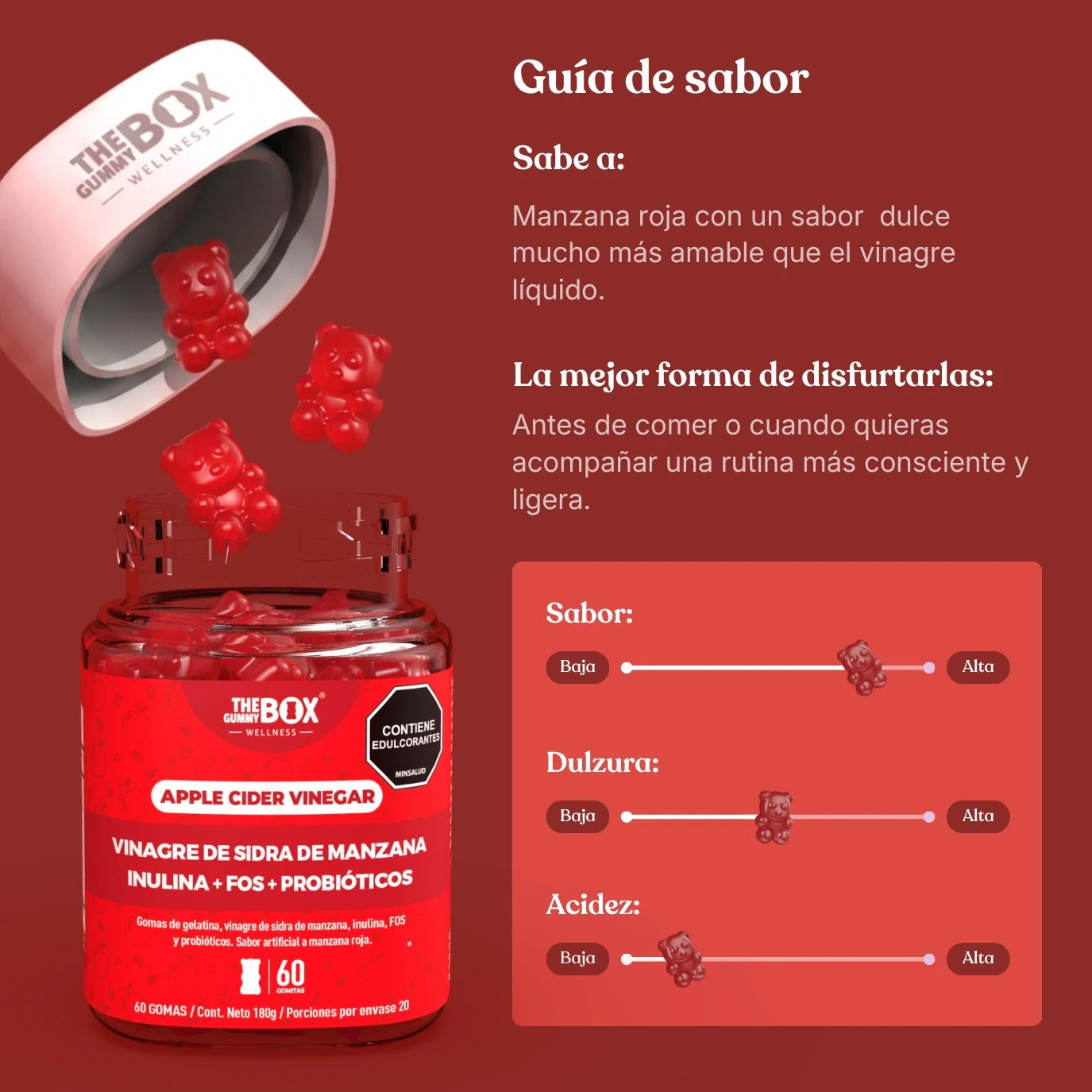 Sabor y perfil del Vinagre de Manzana en Gomitas